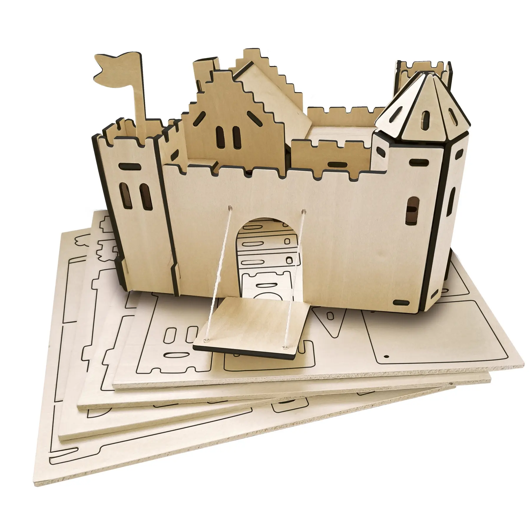 5425004731821 - Holzpuzzle – Entdecke alles über Burgen 3D