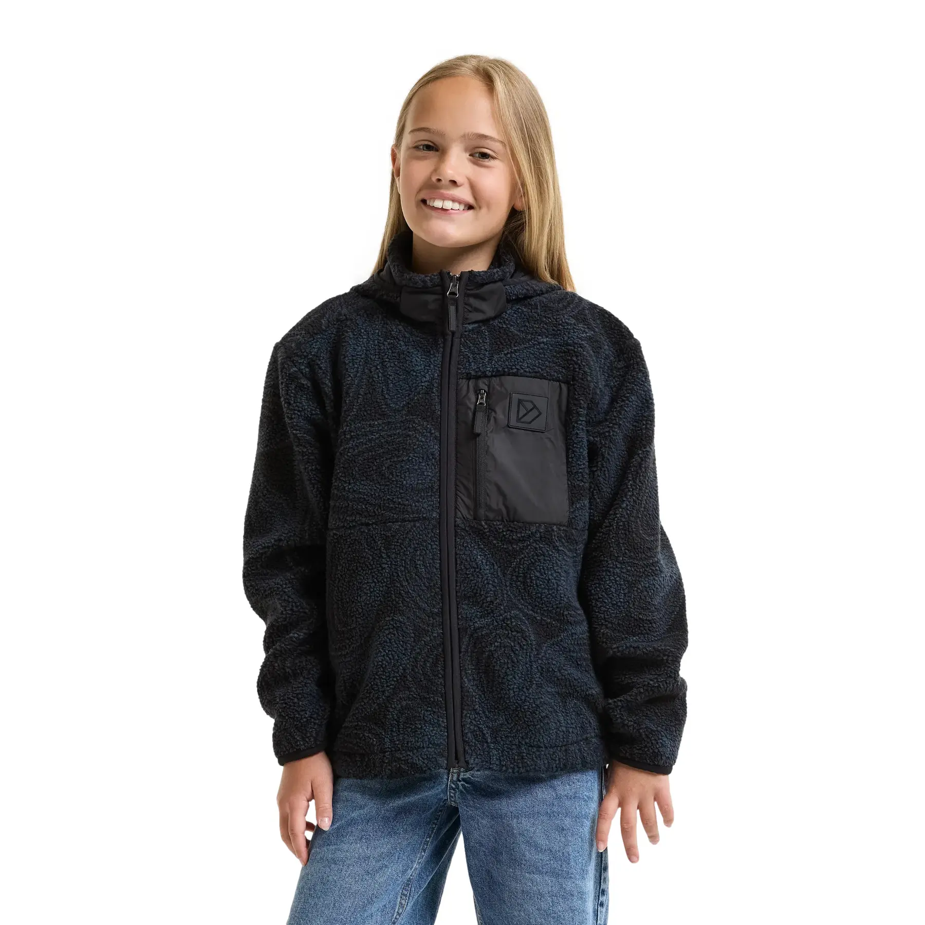 Mädchen Fleecejacke mit Kapuze und durchgehendem Reißverschluss Didriksons Joule