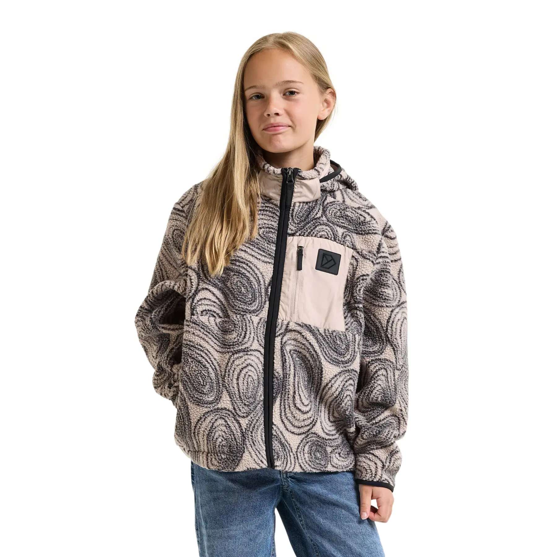 Mädchen Fleecejacke mit Kapuze und durchgehendem Reißverschluss Didriksons Joule