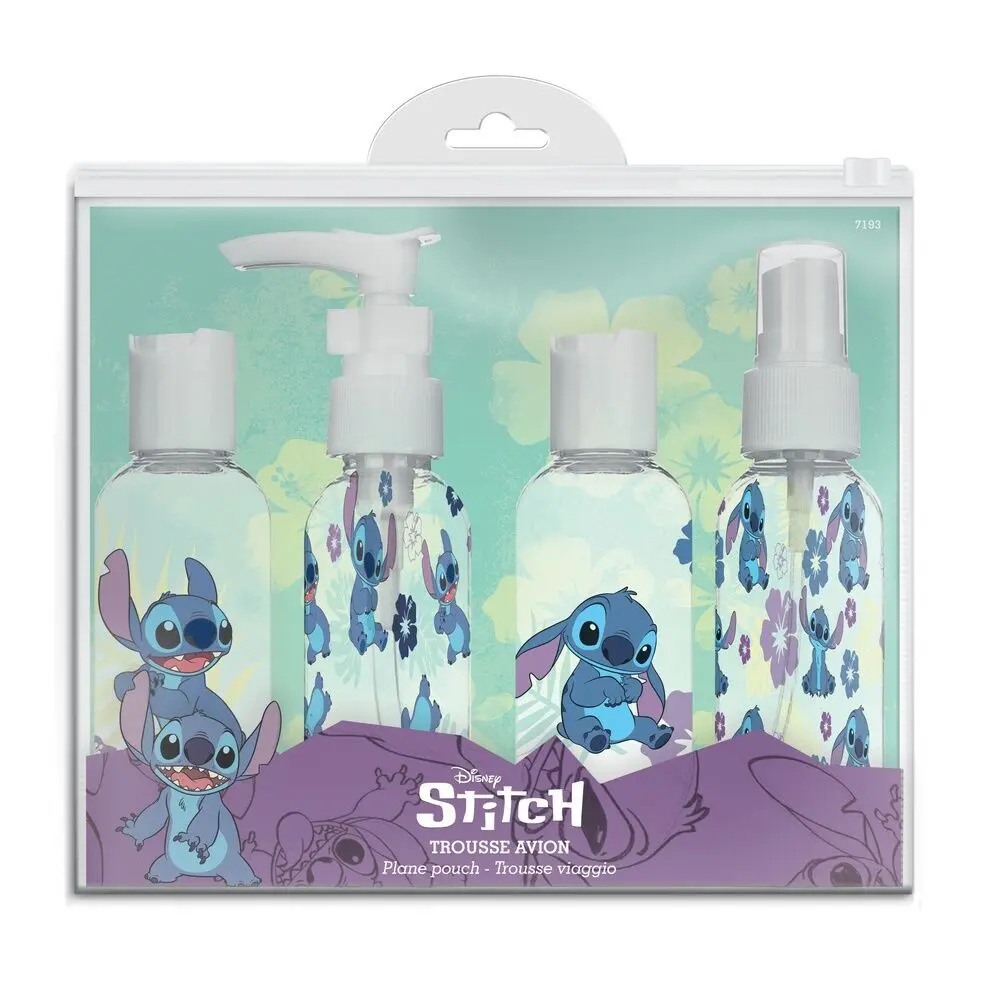 Reisetasche mit 4 nachfüllbaren Flaschen Disney Stitch