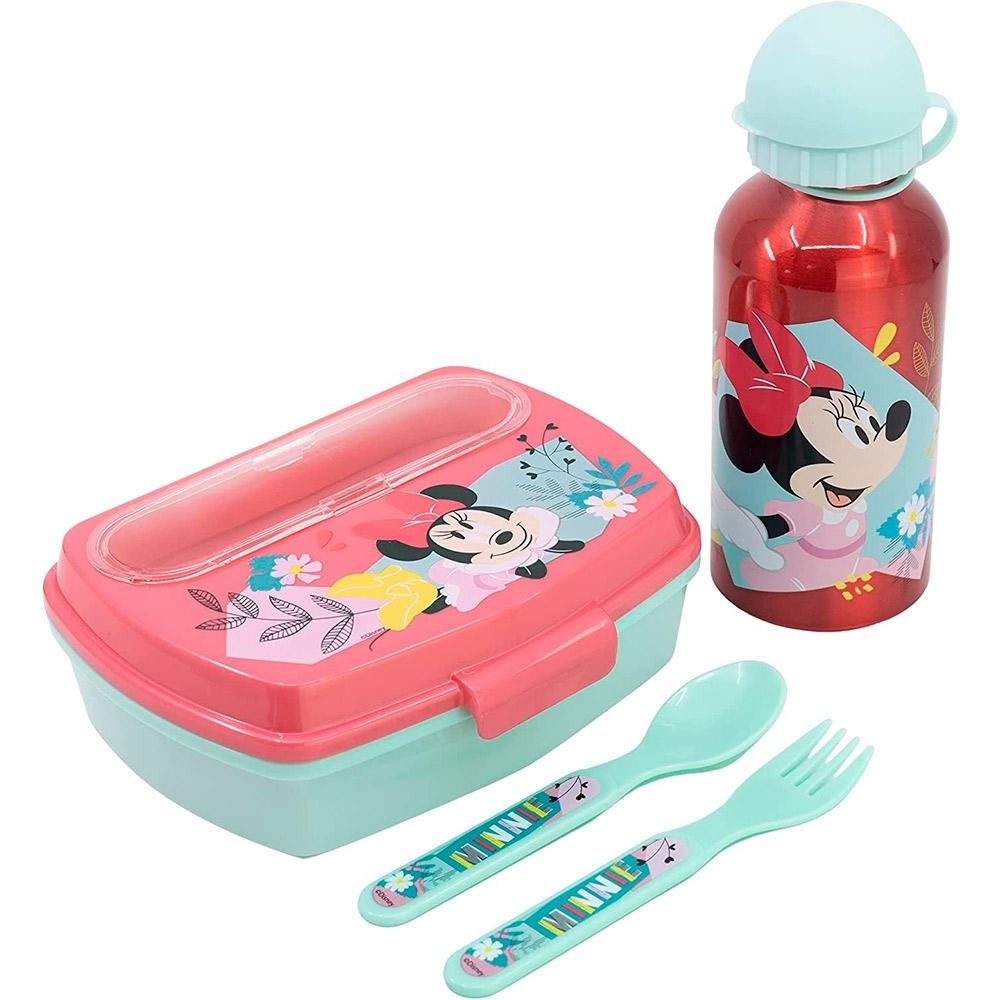 8412497744633 - 4-teiliges Set Lunchbox und Besteck Mädchen Minnie