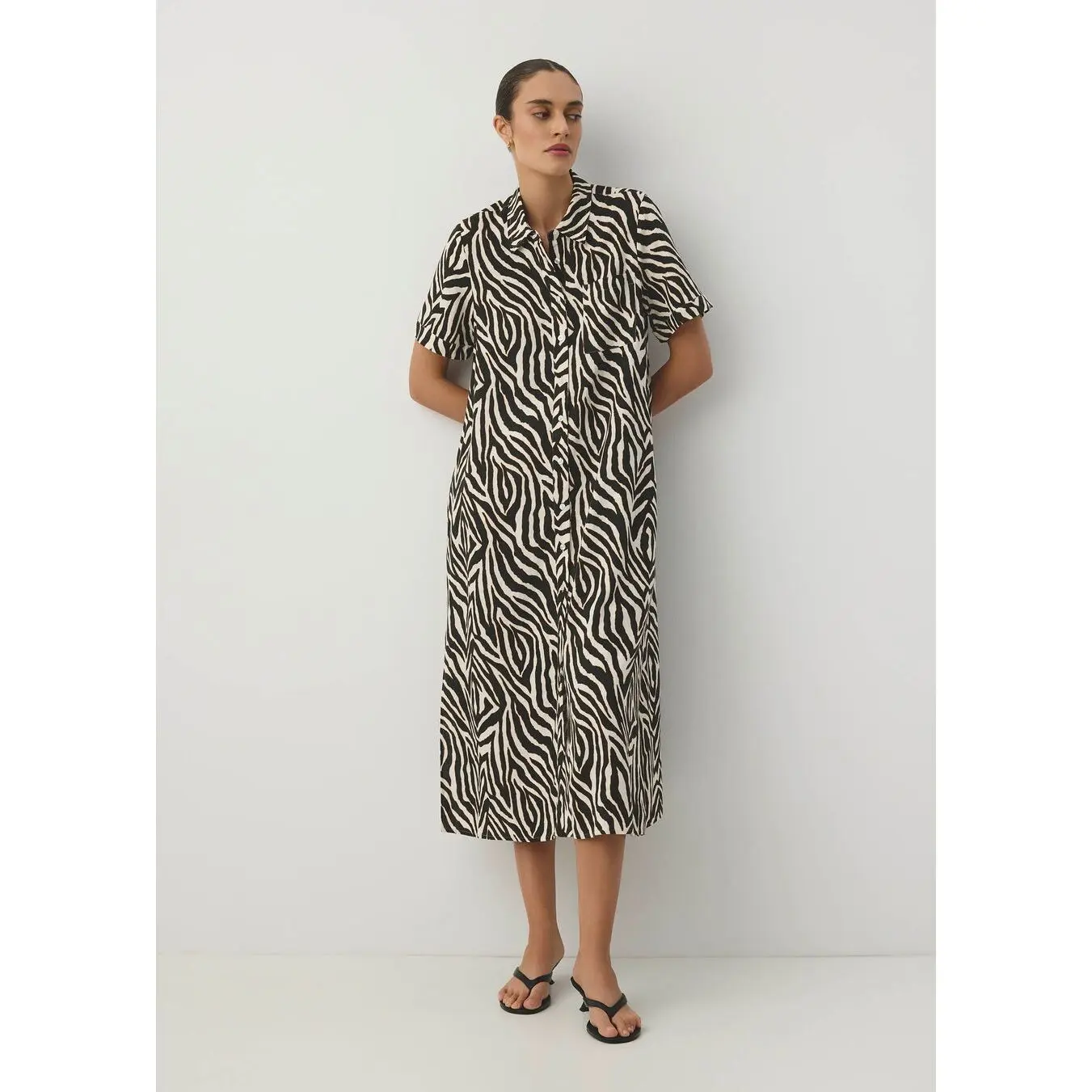 Robe chemise in viscosa e lino stampa animale donna  Mikadisa