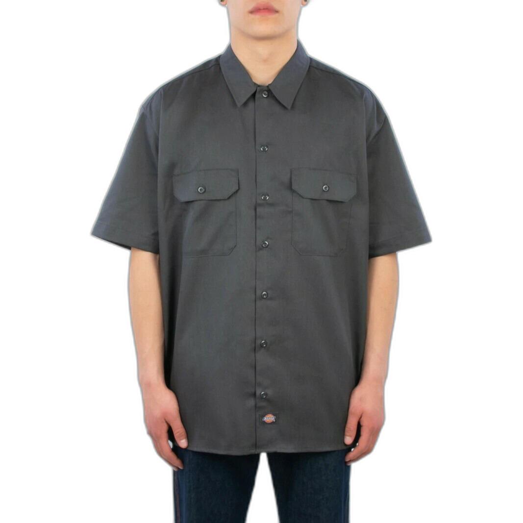 0195438424549 - - Kurzärmliges Bürohemd in Anthrazit-Grau