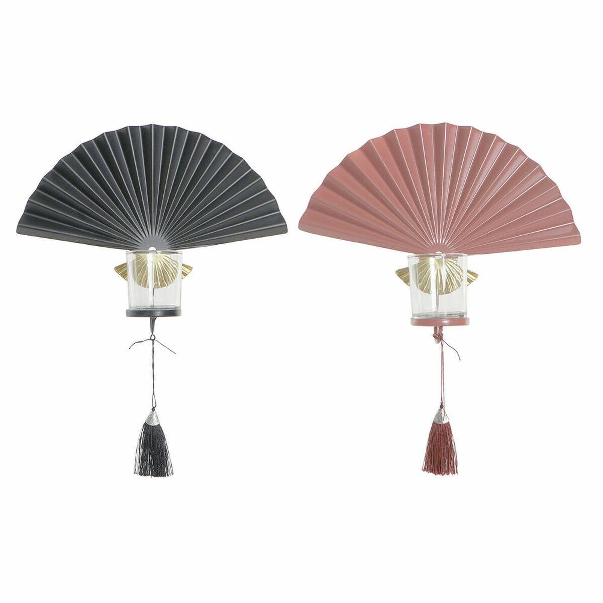 8424001833344 - Kerzenhalter 8424001833344 Fächer Glas Eisen 35x9x35 cm (x2)