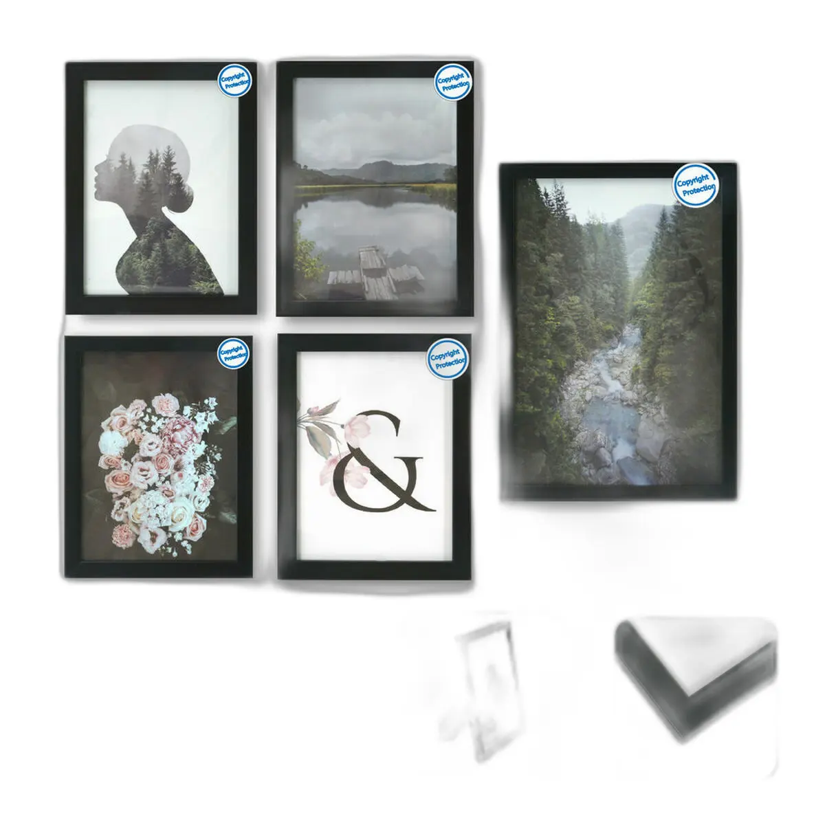 8424001891573 - Fotorahmen Mehrere 23 x 2 x 28 cm Schwarz Moderne Holz MDF