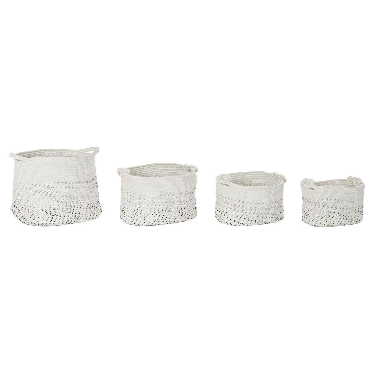 8424001944484 - Dkd Home Decor - Korbset 4 Baumwolle 36x36x33 weißes Baumwollmaterial mehrfarbige Farbfamilienkörbe und Kisten Details