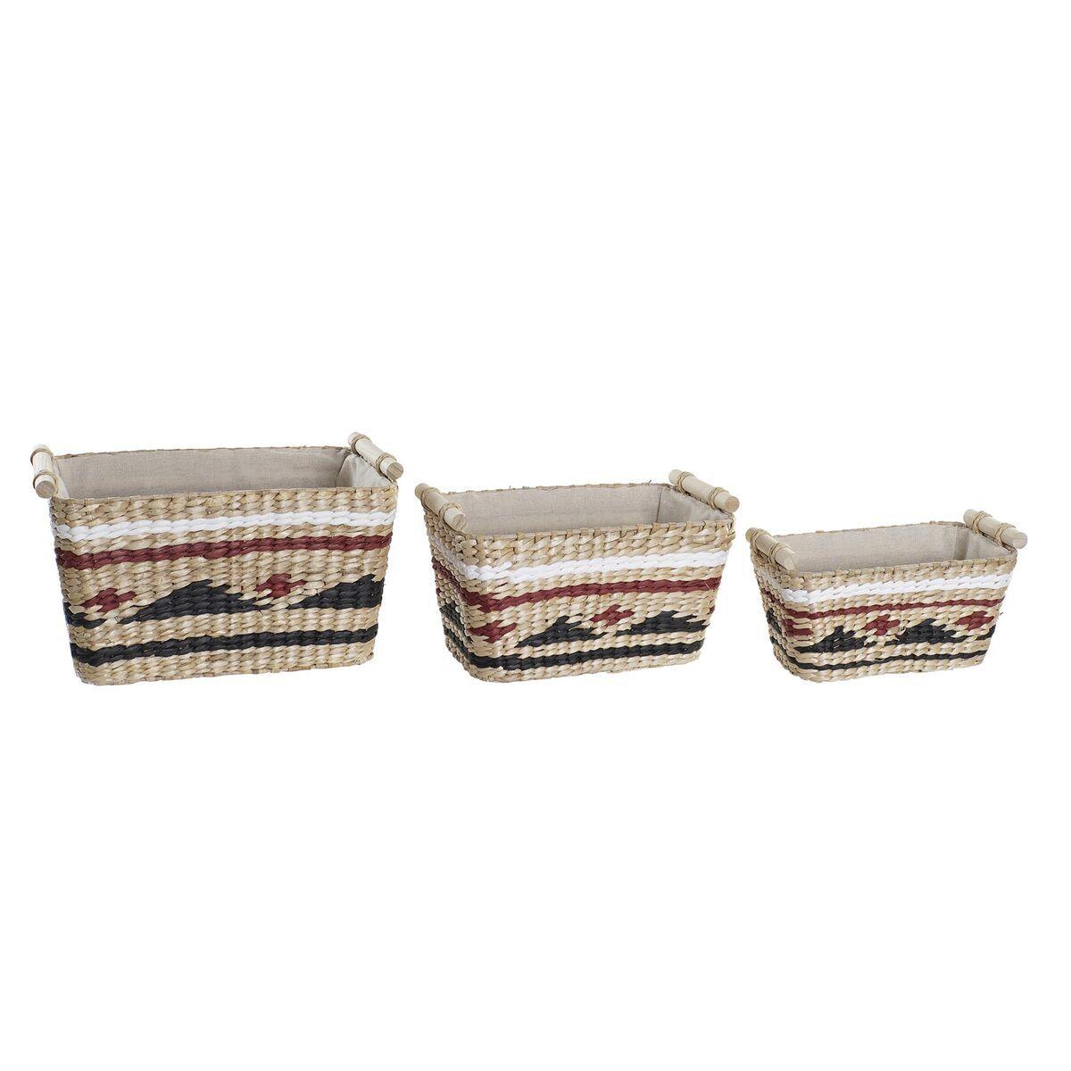 8424001956876 - Nicht Zutreffend - Korb-Set dkd Home Decor Polyester Kolonial Faser (39 x 27 x 24 cm)