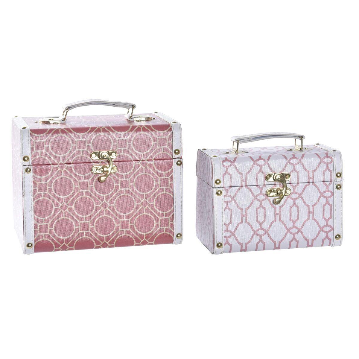 8424001953929 - Set dekorativer Karten Leinwand Holz Orange Weiß 24 x 18 x 19 cm (2 Stück)