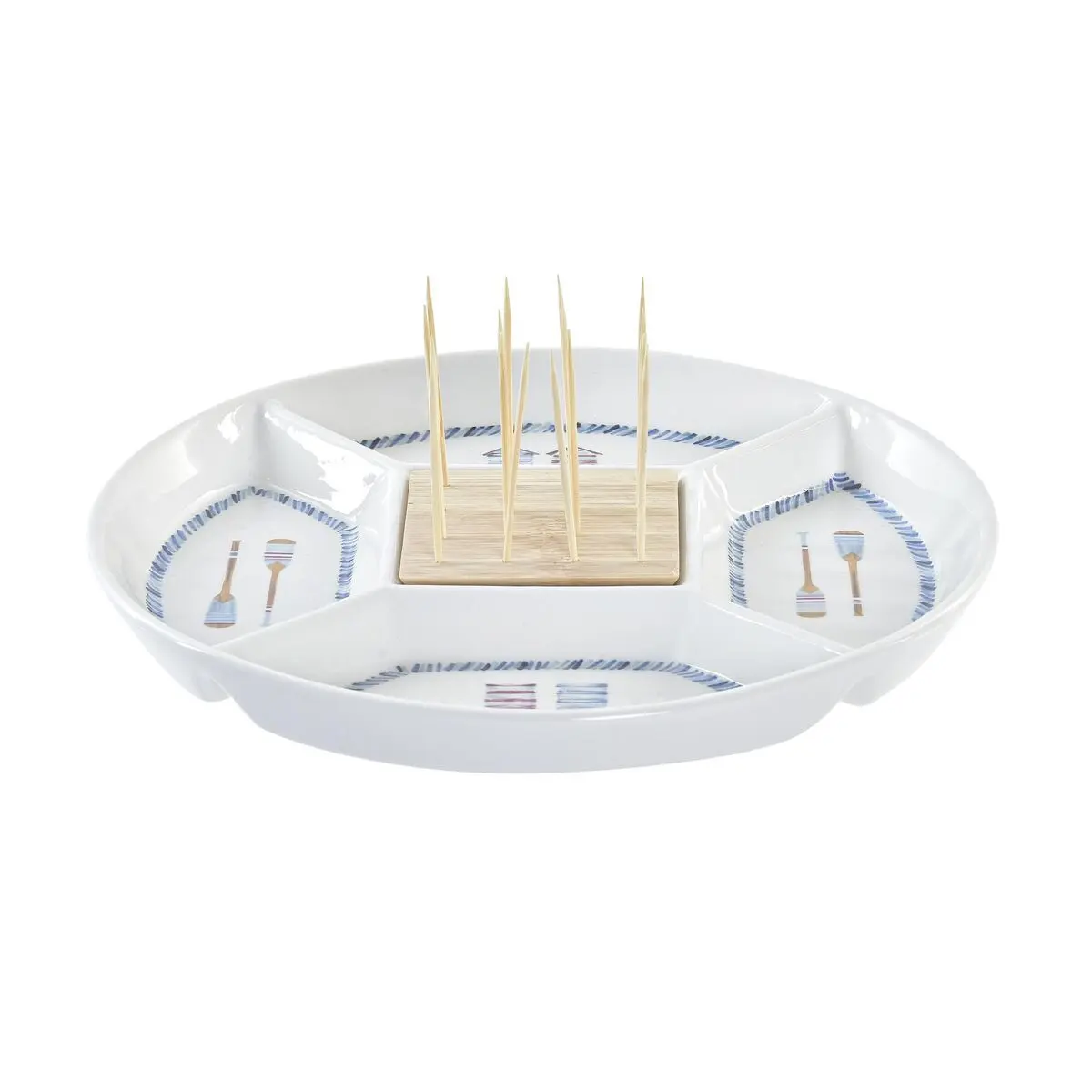 8424001929993 - Aperitif-Tablett Bambus mediterranes Steinzeug DKD Home Decor