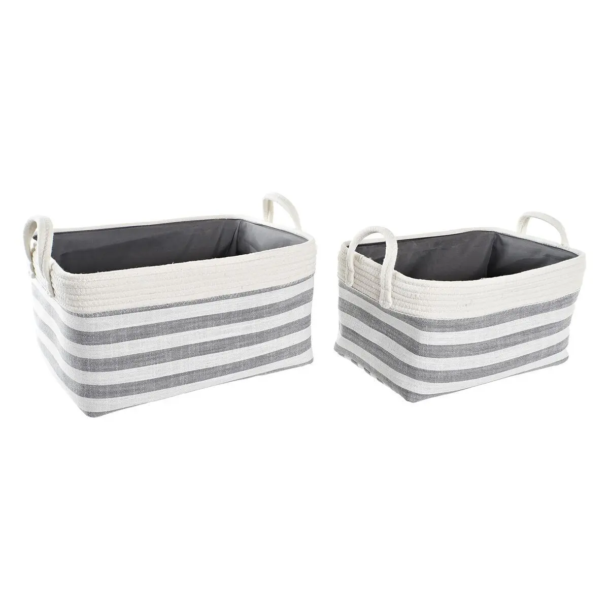 8424002006051 - Dkd Home Decor - Basket Set 2 Baumwolle 40x30x23 graues Baumwollmaterial mehrfarbige Farbfamilienkörbe und Kisten Details