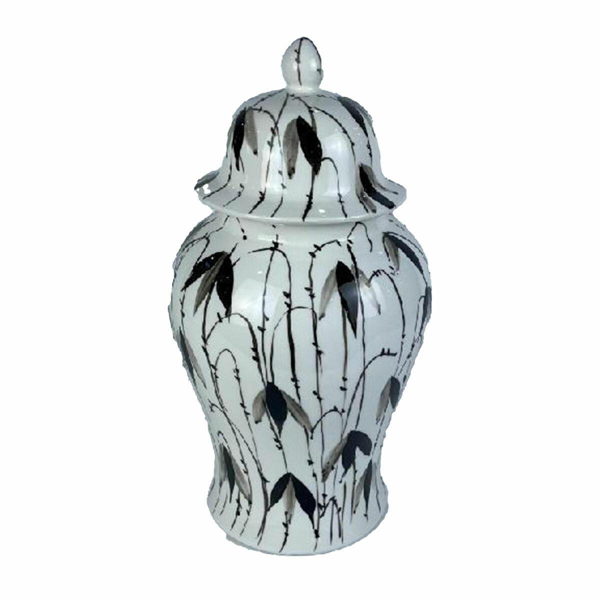 Potiche porcelaine feuille d'une plante DKD Home Decor Oriental