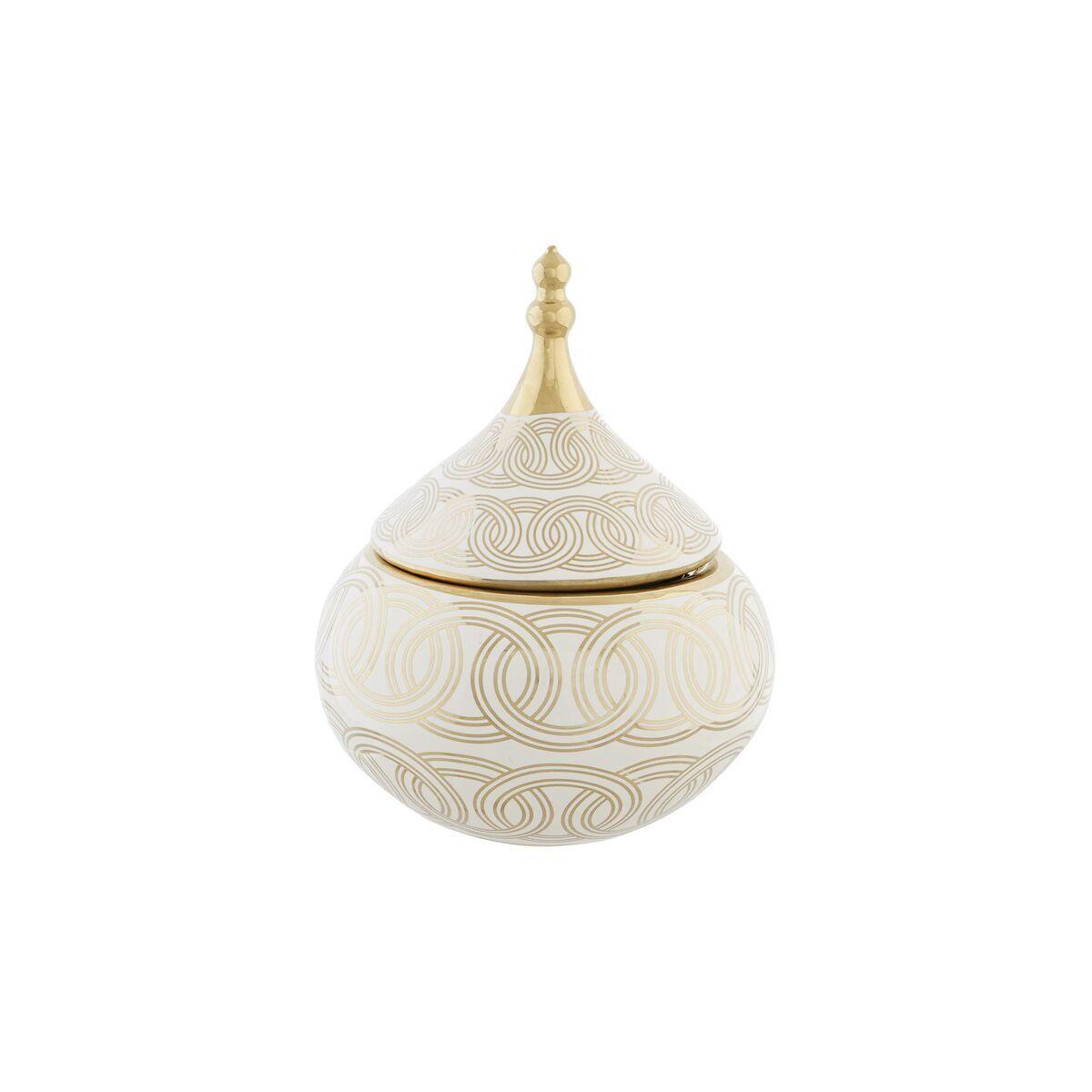 8424002034870 - Vase Weiß Gold Porzellan Orientalisch Verchromt 18 x 18 x 22 cm