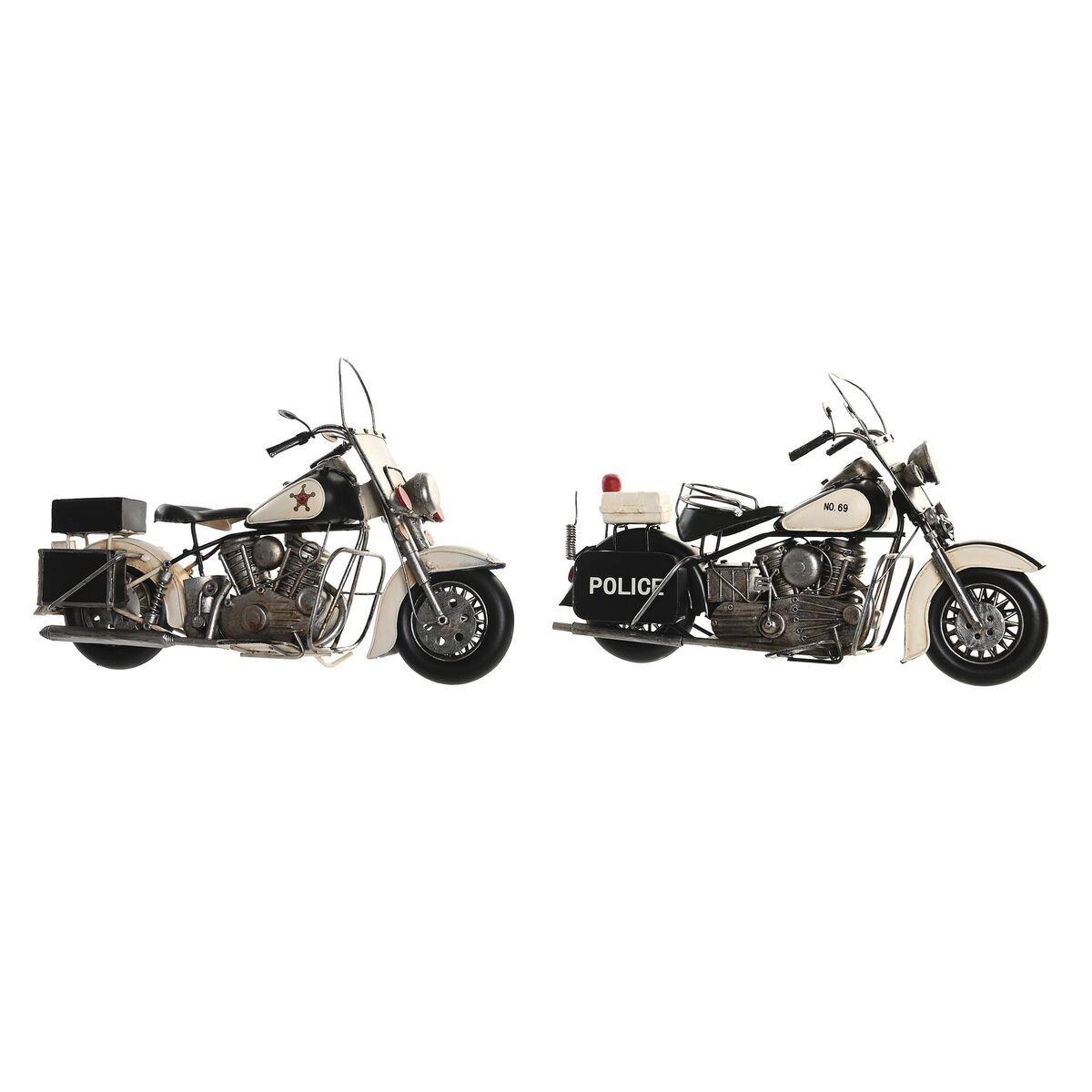 8424002029456 - Nicht Zutreffend - Deko-Figur dkd Home Decor Schwarz Metall Motorrad Weiß (35 x 14 x 24 cm) (2 Stück)