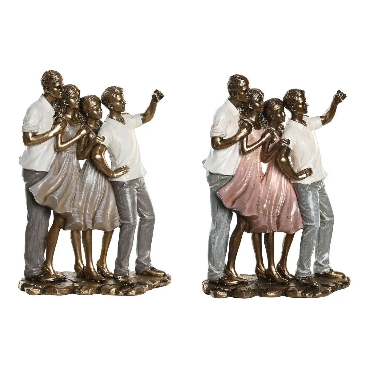 8424002054847 - Nicht Zutreffend - Deko-Figur dkd Home Decor Rosa Gold Weiß Harz Moderne Familie (18 x 10 x 25 cm) (2 Stück)