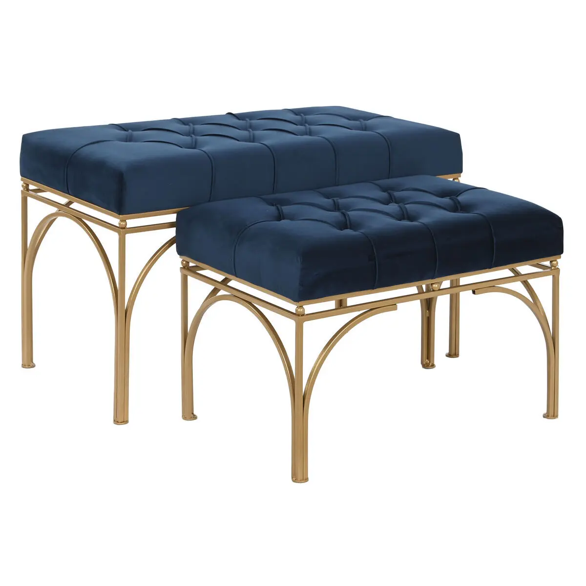 8424002065959 - Hocker Blau Gold Metall 80 x 40 x 48 cm (2 Stück)