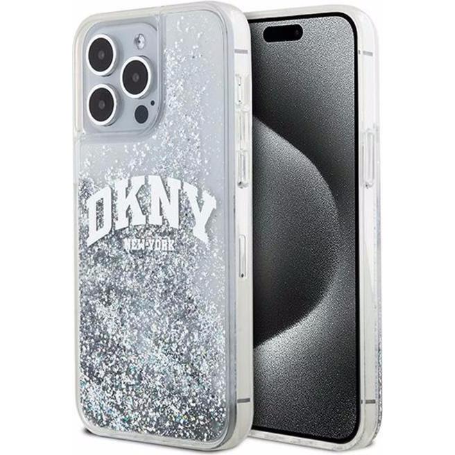 3666339270919 - DKNY Liquid Glitter Big Logo - iPhone 15 Pro Hülle (weiß)