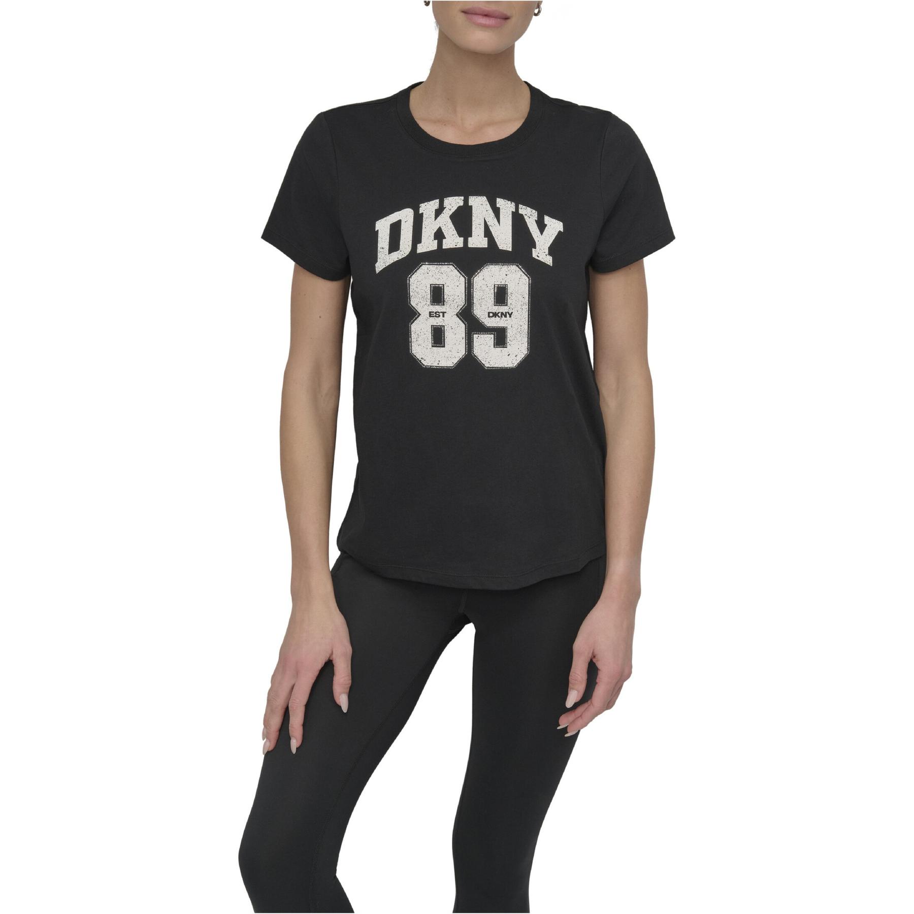 0732465905797 - T-Shirt Dkny Arched 89 Distressed Rhinestone Logo