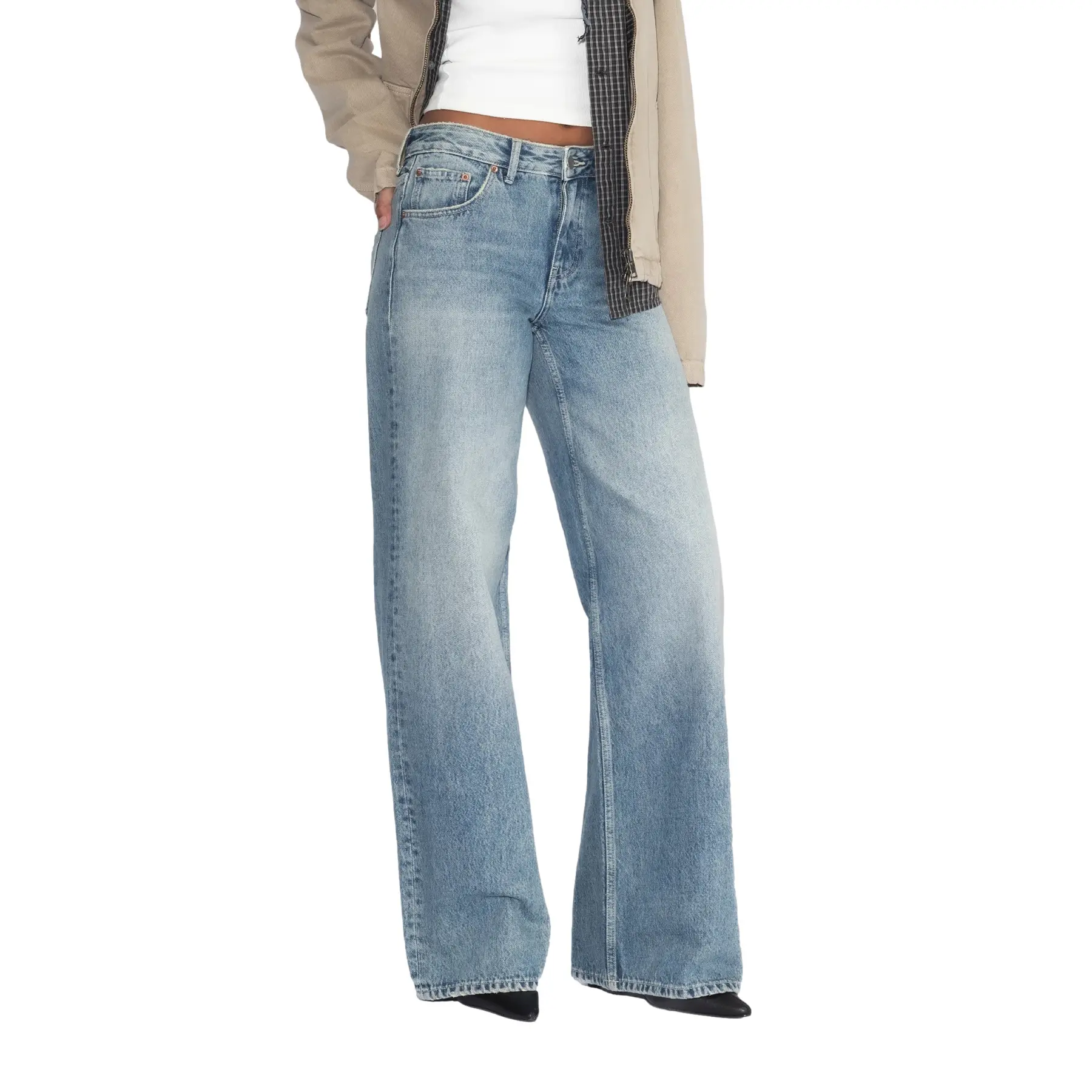 Jeans a gamba larga effetto usurato donna  Rhue