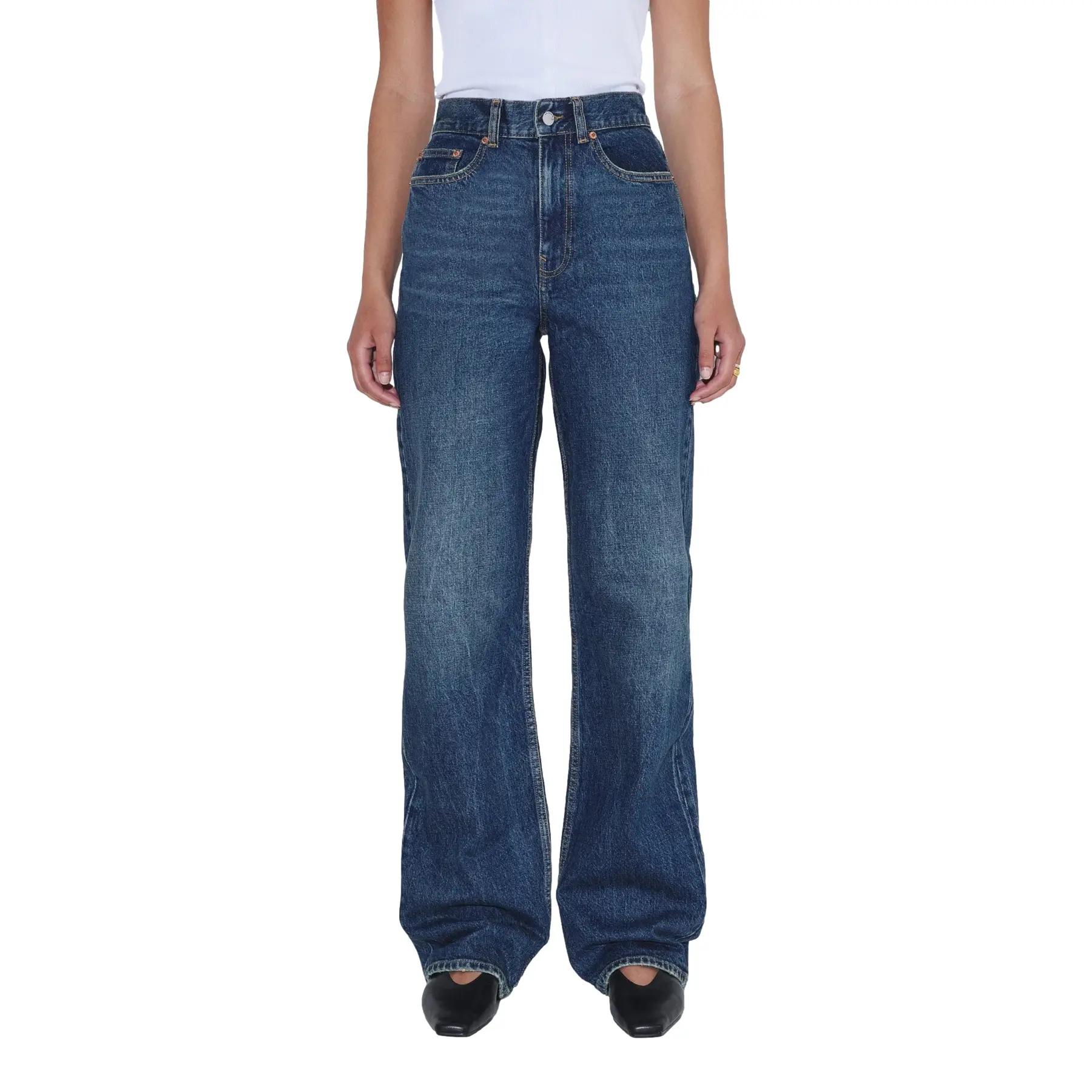 Retro Donker Gewassen Rechte Jeans Dames Dr. Denim Echo