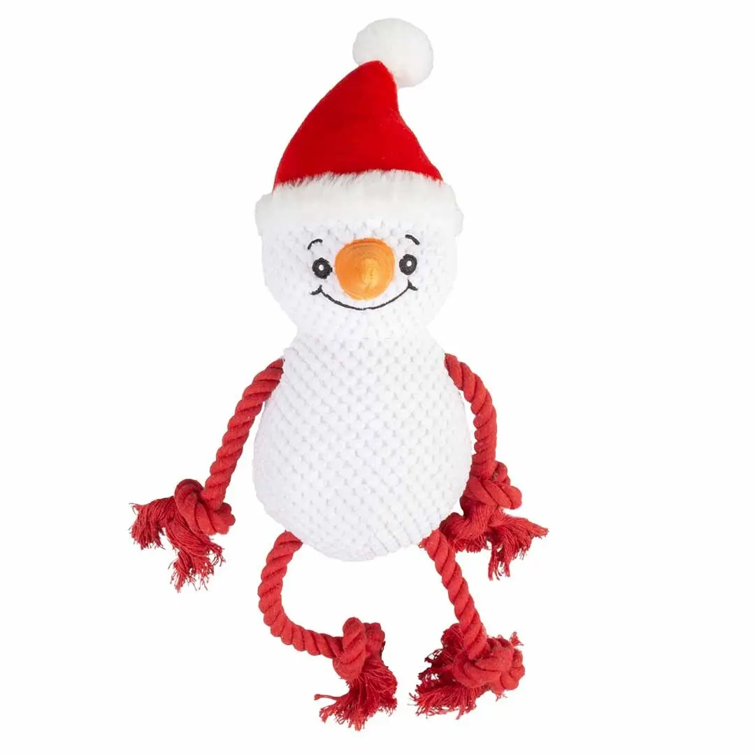 Comparer les prix de Jouet peluche pour chien calin avec corde bonhomme de neige Duvoplus X-Mas