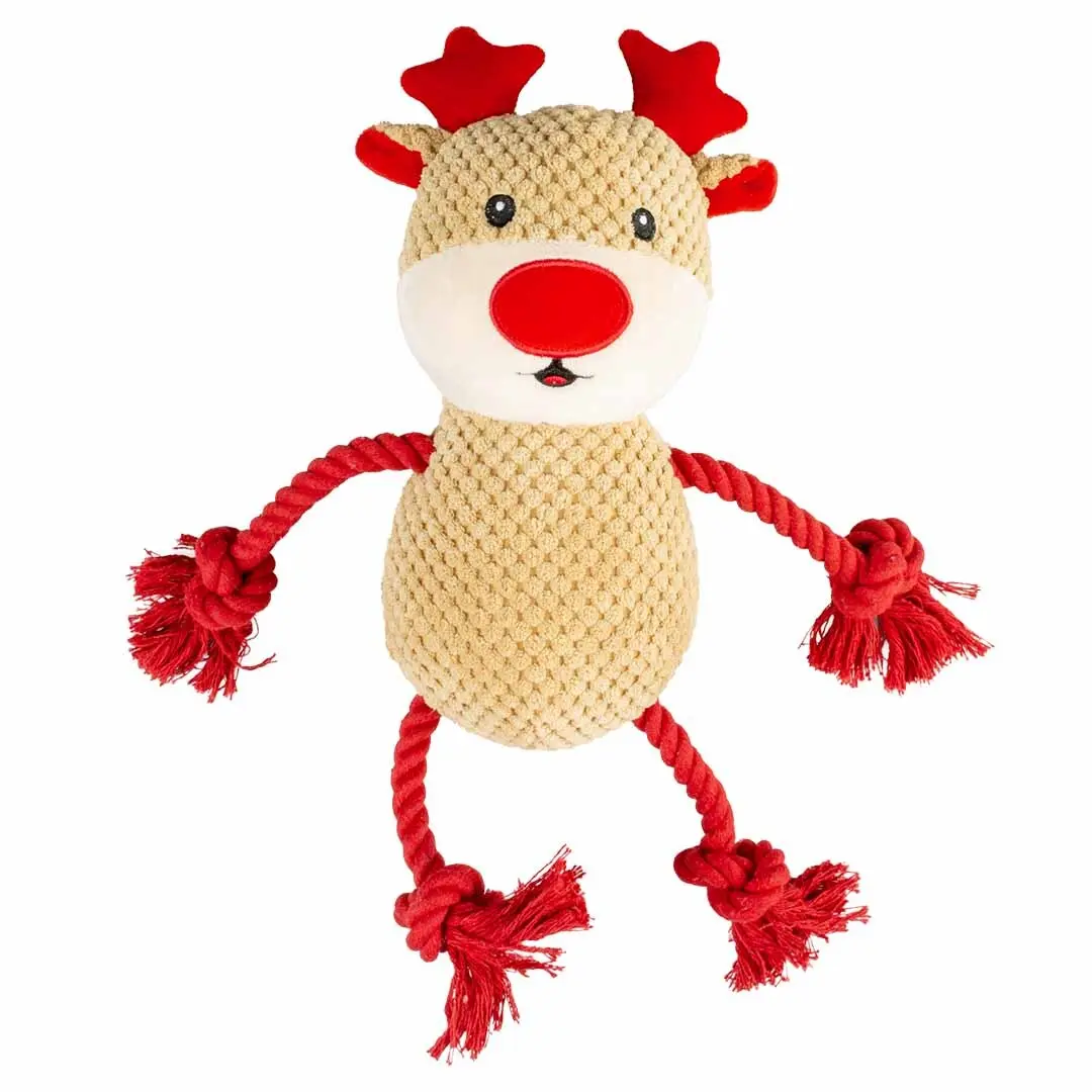 Comparer les prix de Jouet peluche pour chien calin avec corde renne Duvoplus X-Mas