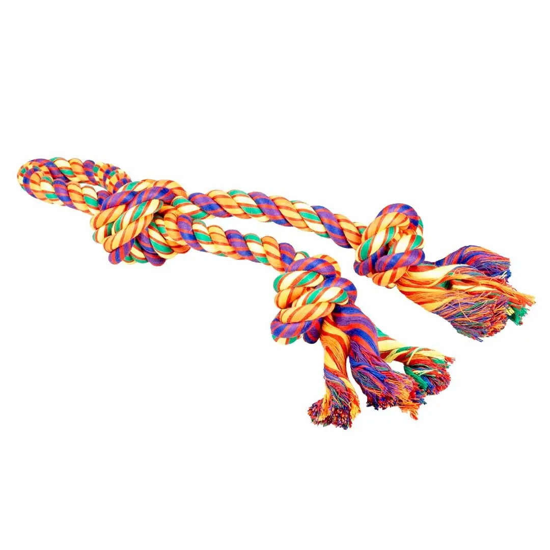 Duvoplus Multicolore Cotton Dog Rope With Loops And 1 Knot