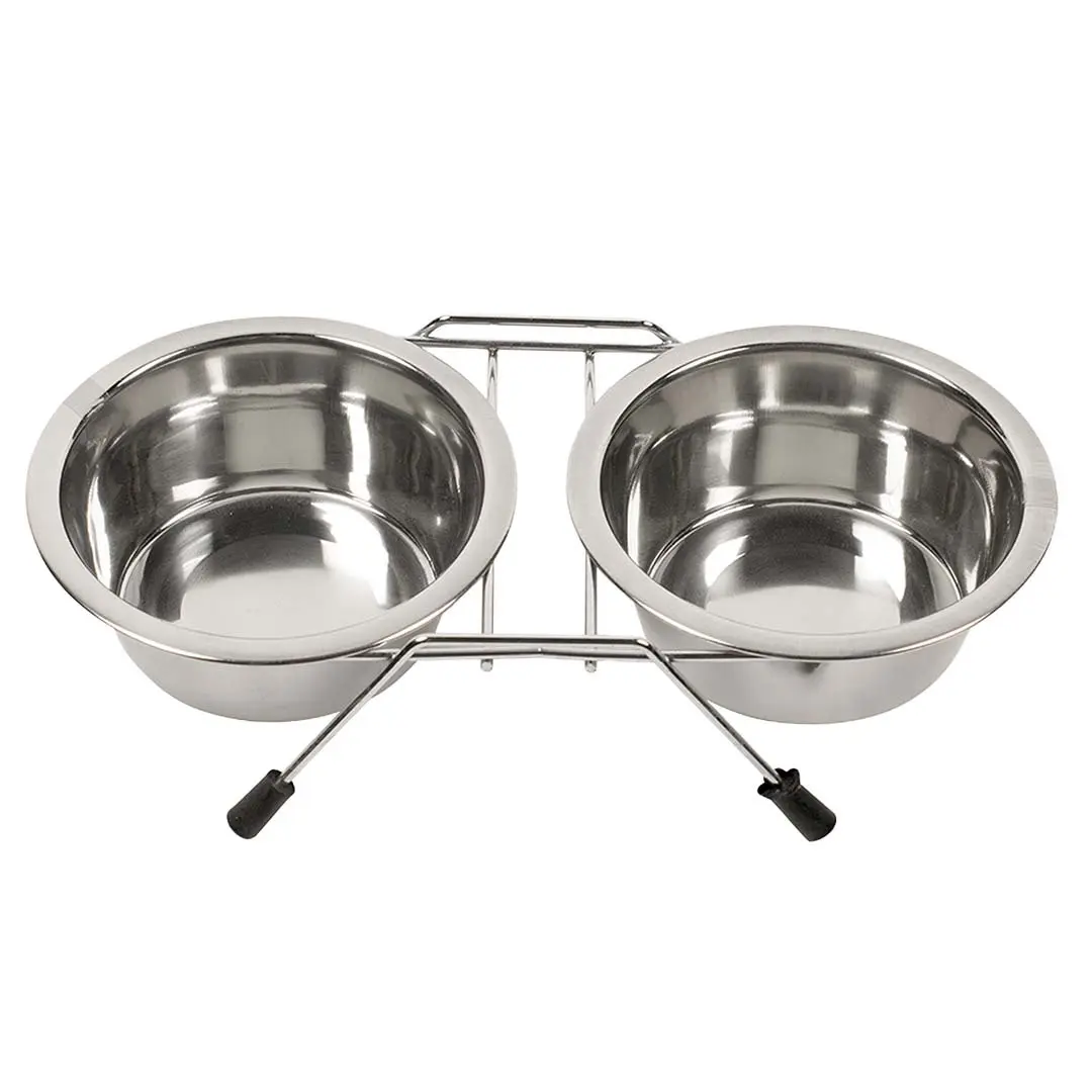 DUVOPLUS Gamelle pour chien et chat avec support en fil m&eacute;tallique 