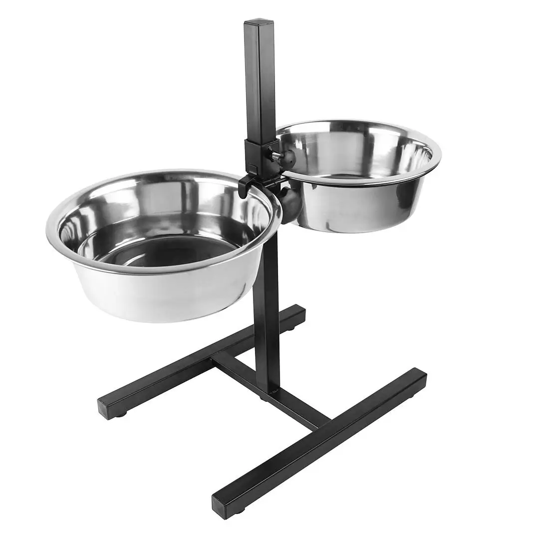 Support gamelle pied en H + gamelles Duvoplus Twin Feeder