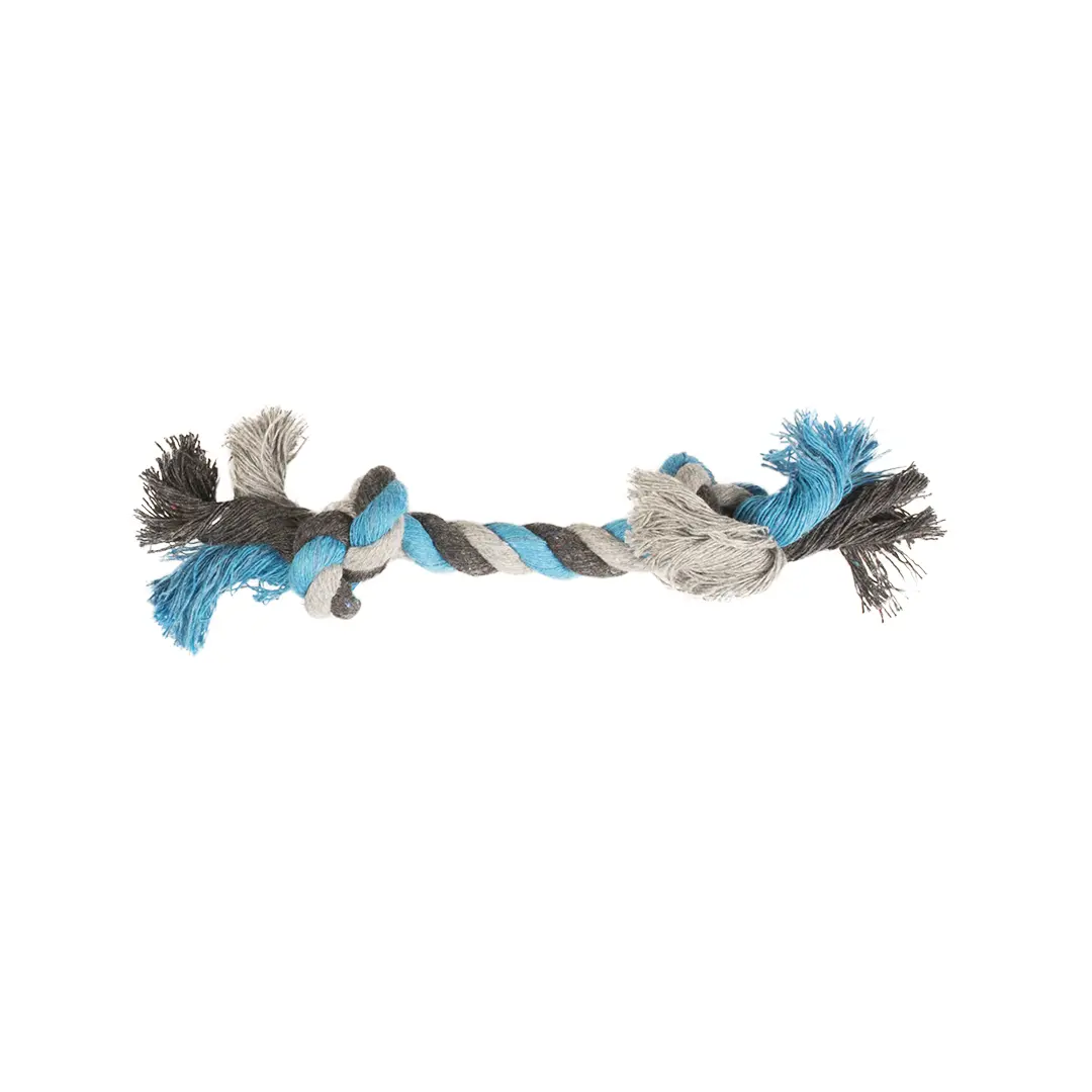 Duvoplus Bleu Cotton Dog Rope With 2 Knots Tug
