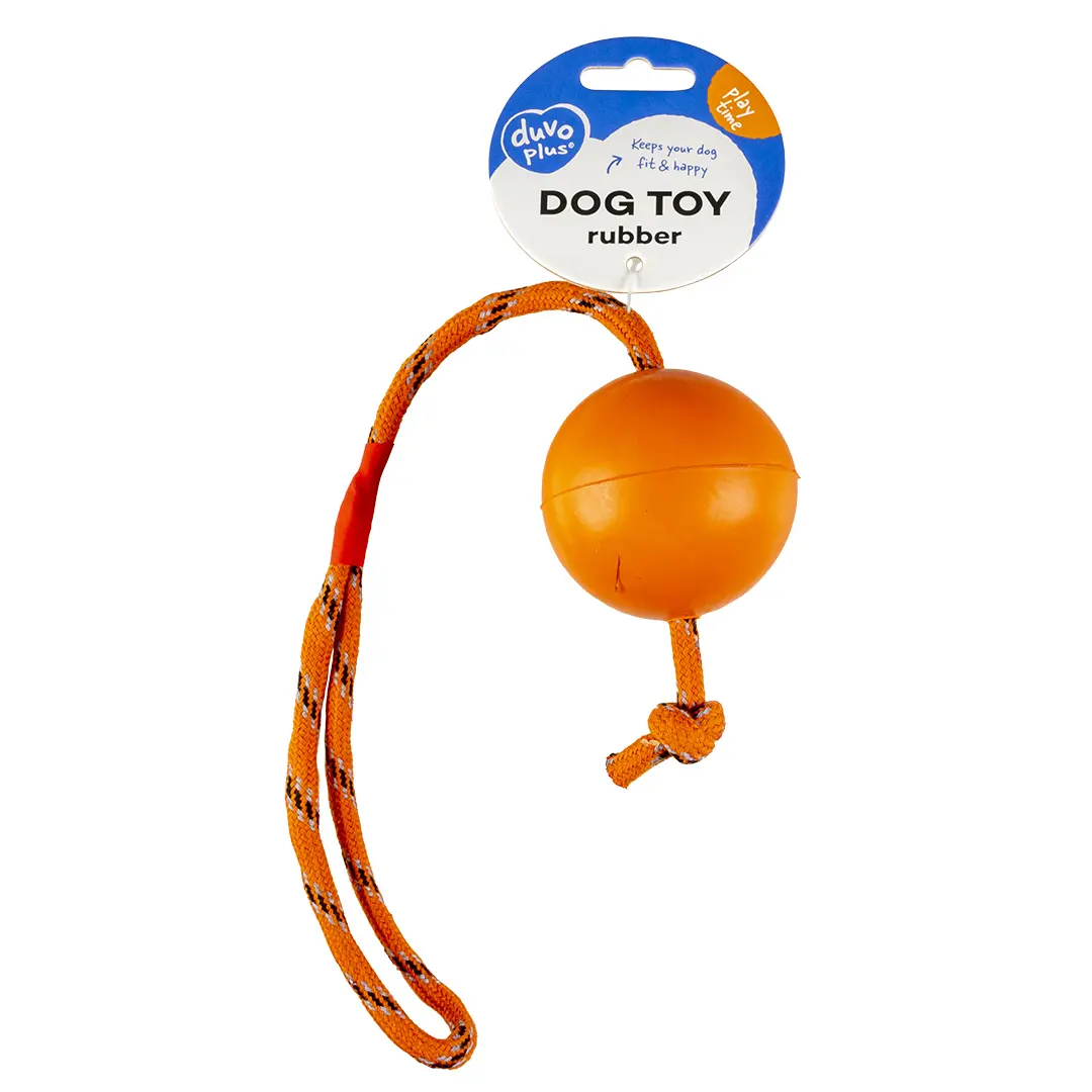 Duvoplus Multicolore Rubber Dog Ball With Rope