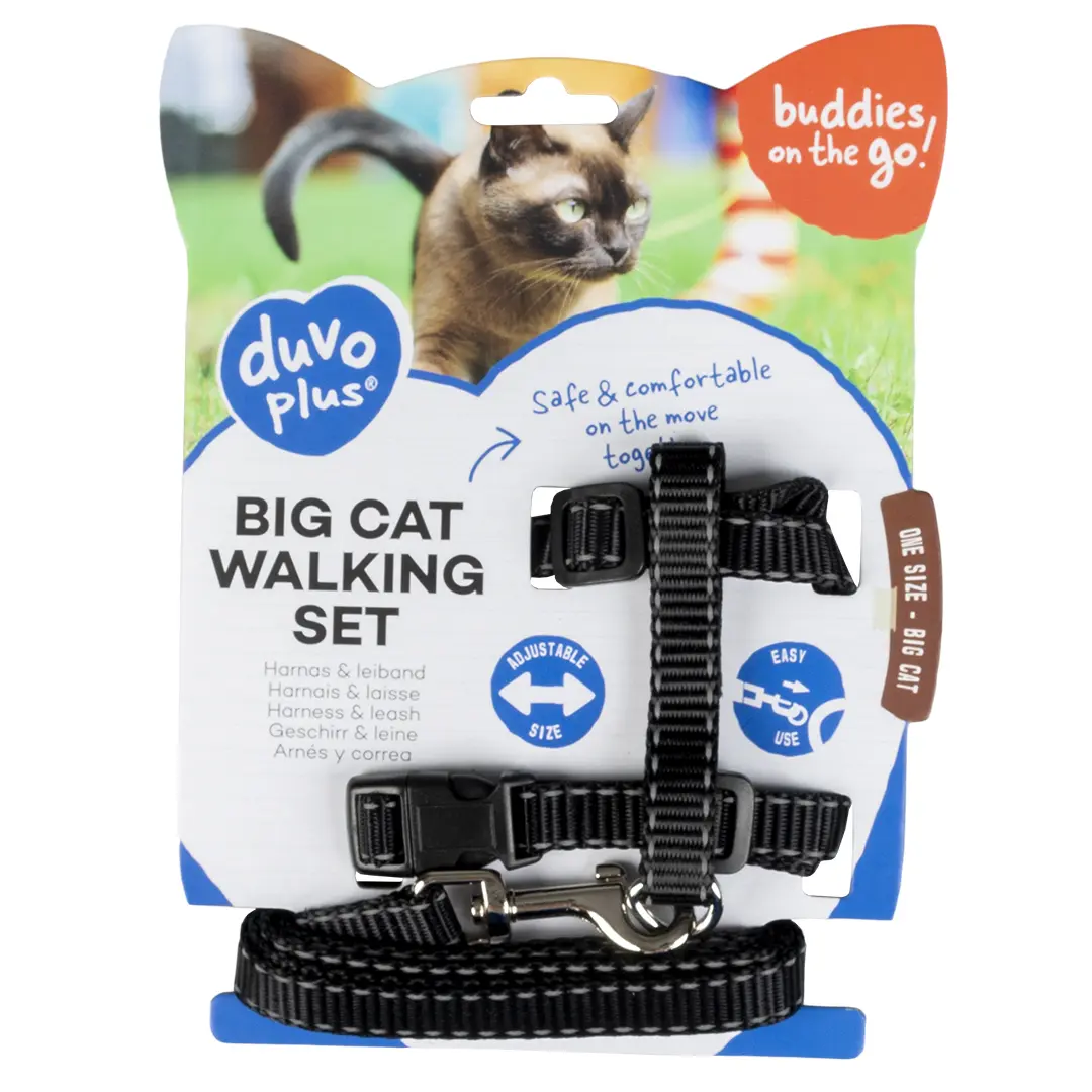 Duvoplus Noir Plain Reflective Cat Leash And Harness
