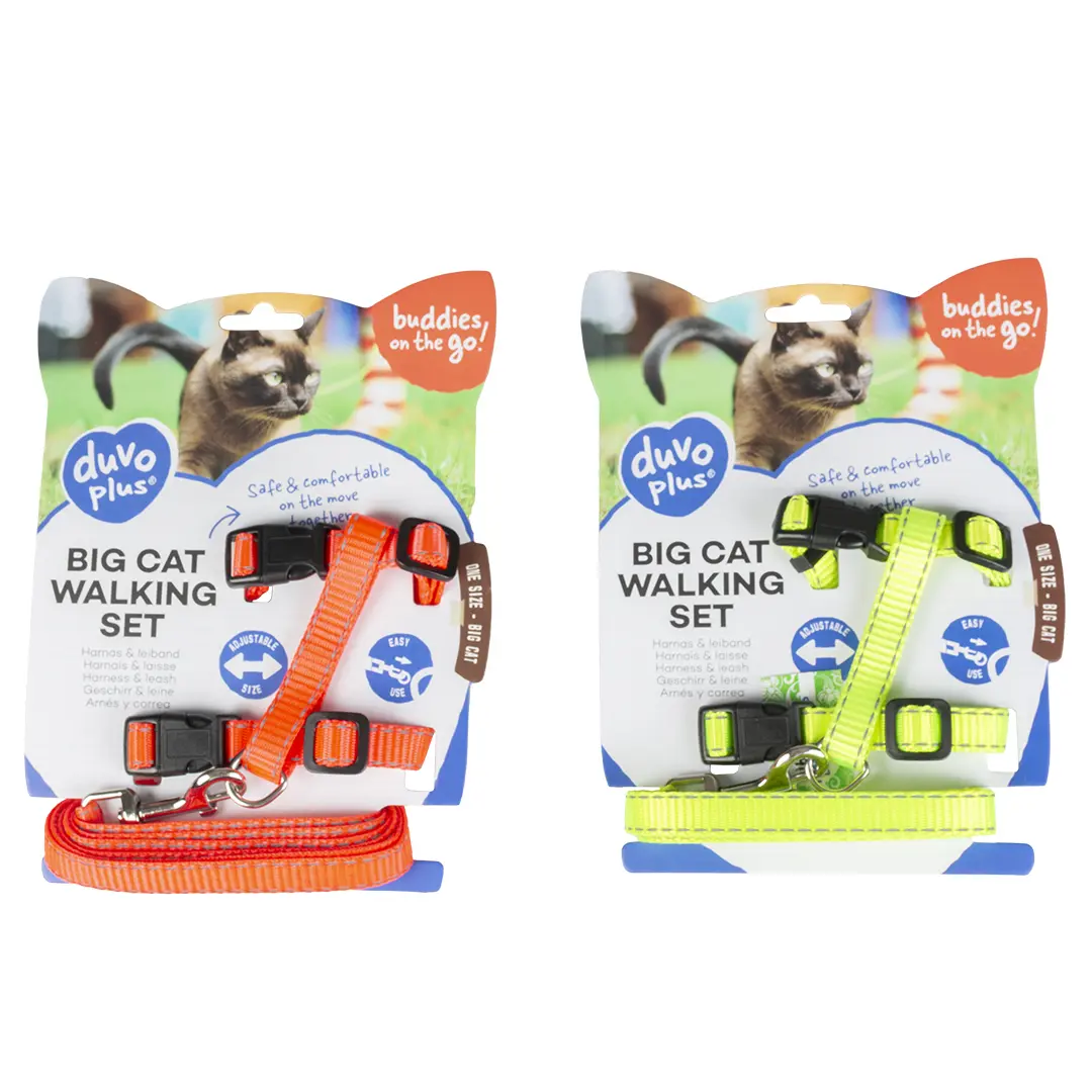 Duvoplus Orange Plain Reflective Cat Leash And Harness