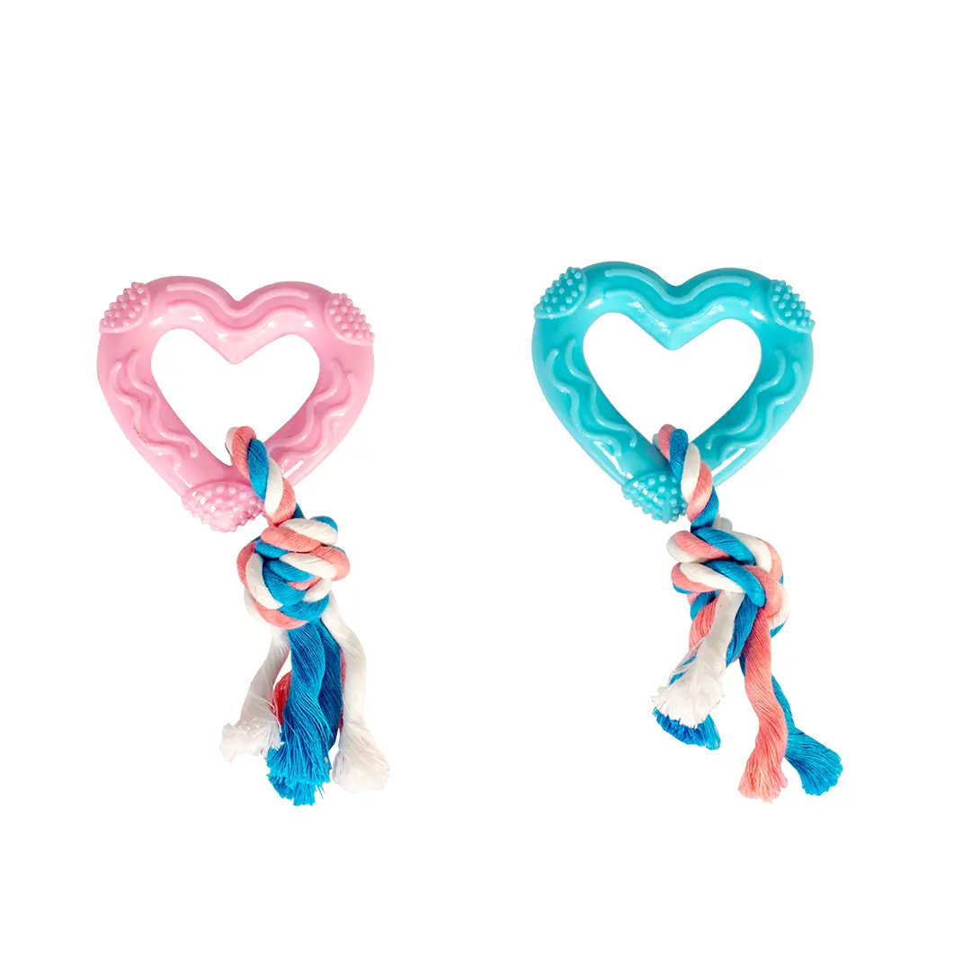 Comparer les prix de Jouet à mâcher pour chien coeur avec corde en cotton Duvoplus Dogtoy Puppy TPR