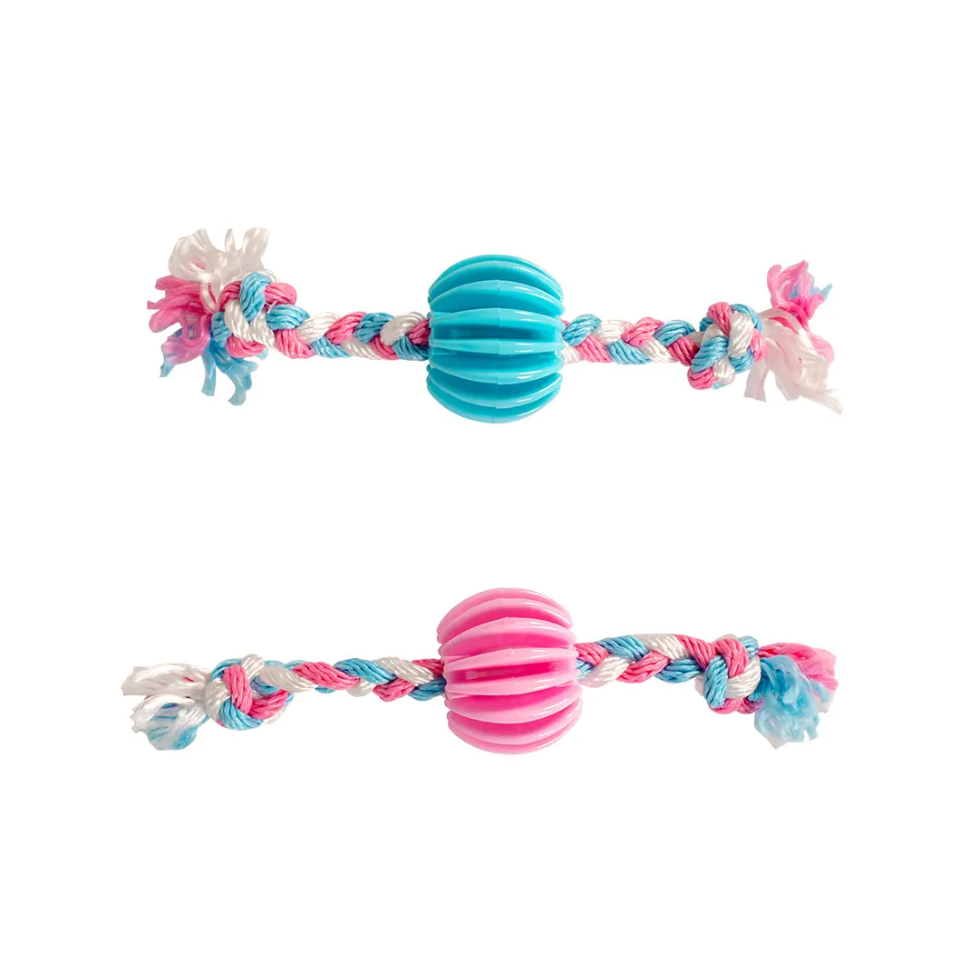 Comparer les prix de Jouet à mâcher pour chien balle avec corde en nylon Duvoplus Dogtoy Puppy TPR