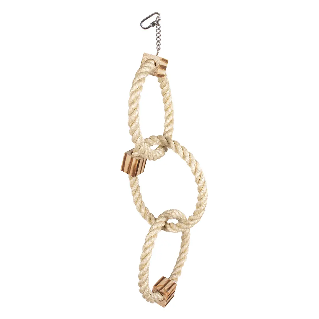 Comparer les prix de Jouet pour oiseaux anneau triple en sisal et blocs bbq en bois Duvoplus 1