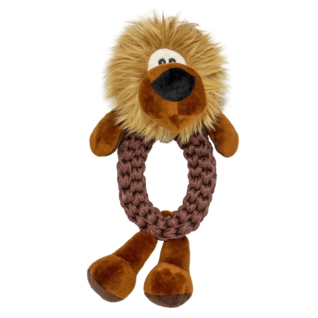 Duvoplus Marron Dog Toy Lola Lion Ring Zoo Friends