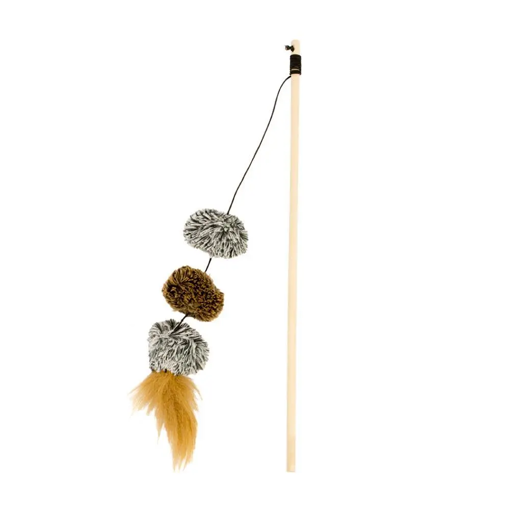 Duvoplus Beige Pompom Cat Fishing Rod