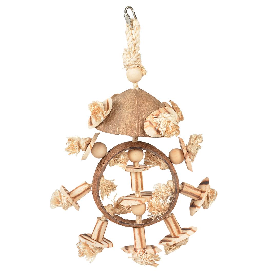 Meilleurs prix pour Jouet pour oiseaux anneau avec blocs en bois et sisal Duvoplus Coconut Jungle