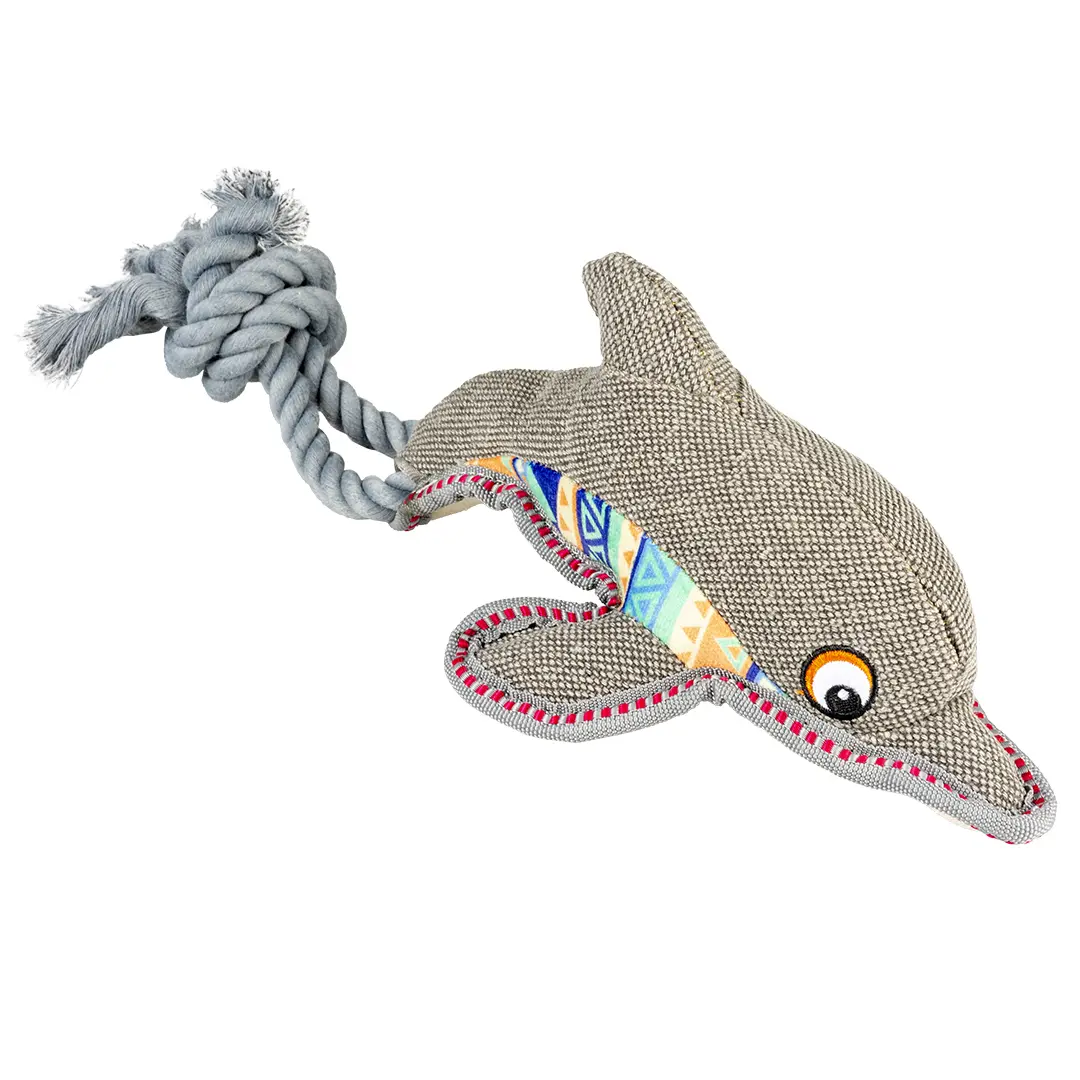 Duvoplus Gris Dolphin Dog Toy With Rope Canva