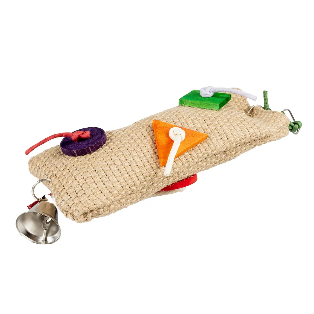 Comparer les prix de Sac à snack sisal avec papier, bois, cloche pour oiseaux Duvoplus