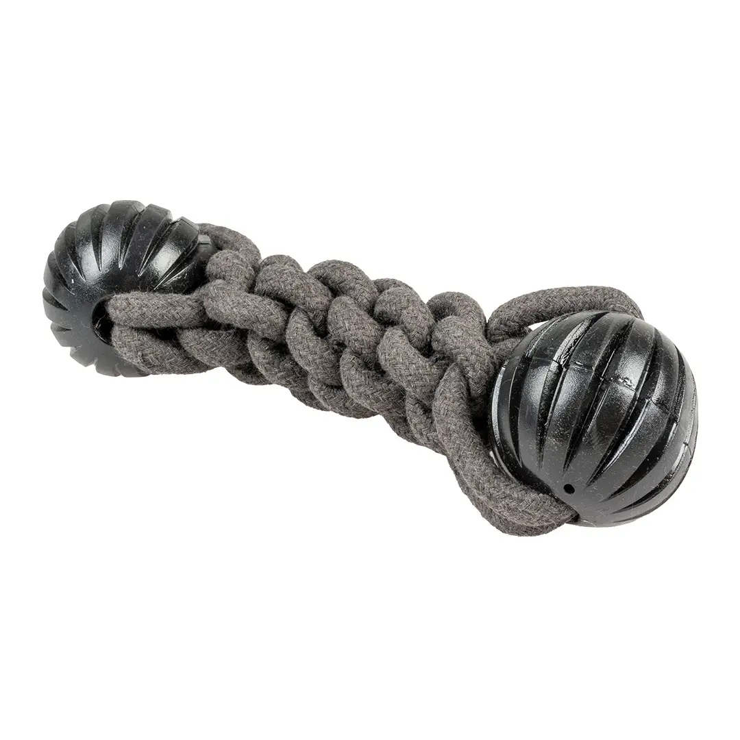 Duvoplus Noir Rope For Dogs Stick And 2 Rubber Balls Eco
