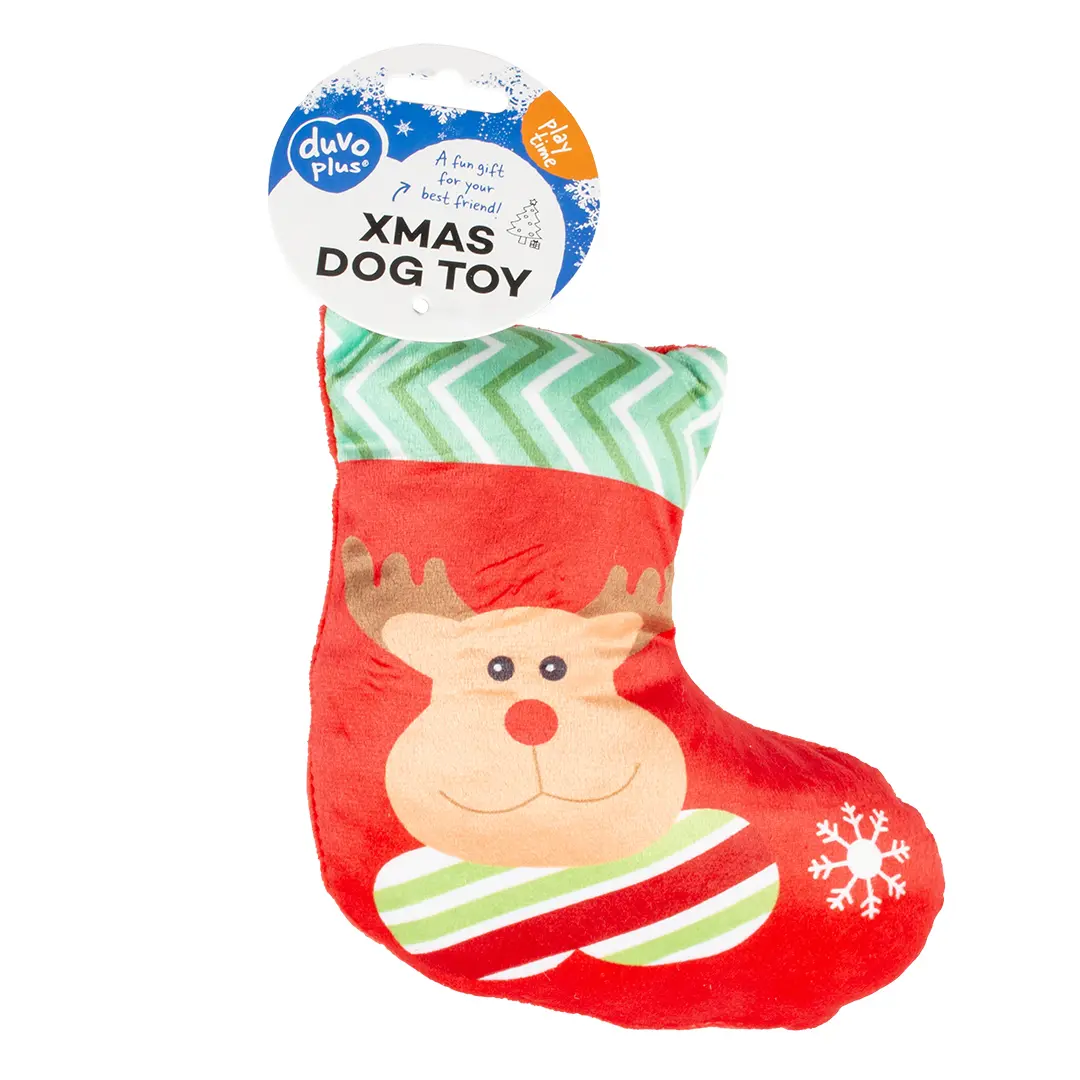 Comparer les prix de Jouet peluche pour chien chaussette Duvoplus Xmas