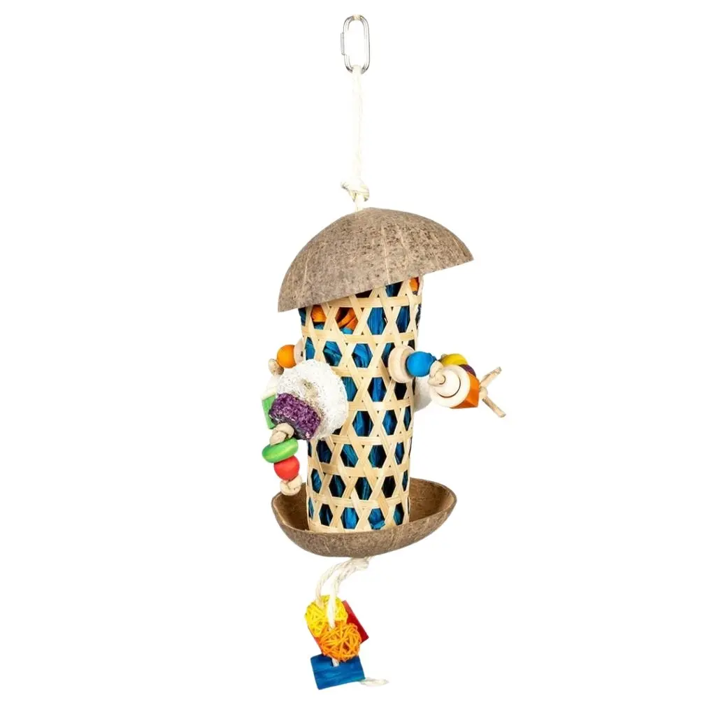 Comparer les prix de Jouet pour oiseaux tube en coco et bambou Duvoplus Forage