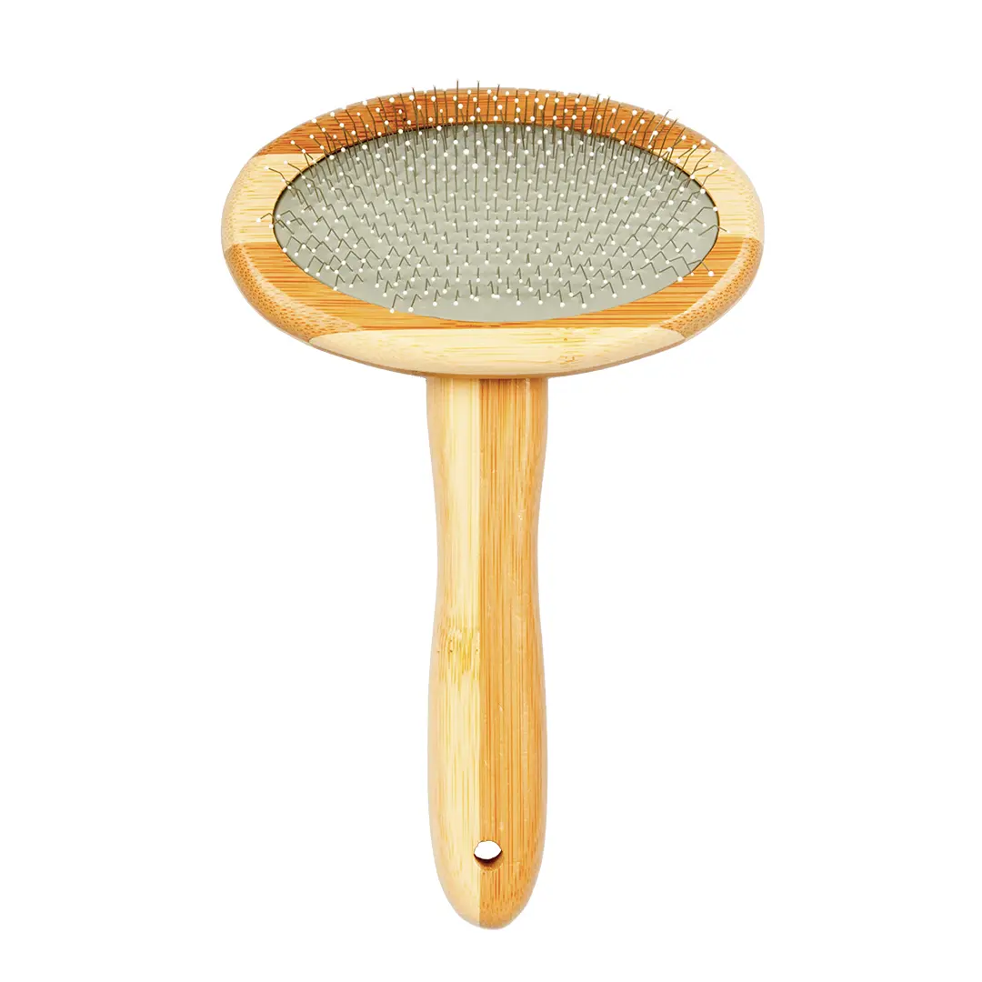 Duvoplus Beige Soft Brush For Dogs And Cats With Bamboo Handle