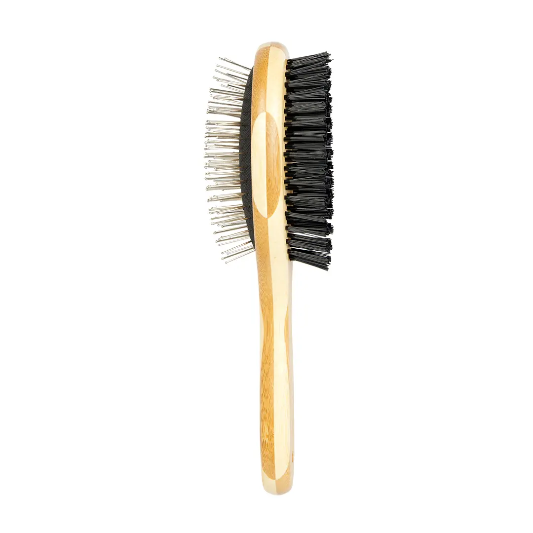 Duvoplus Beige Multifunction Care Brush For Dogs And Cats With Bamboo Handle