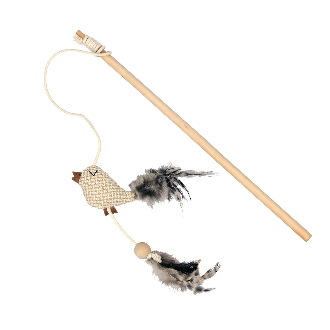 Duvoplus Beige Plush Cat Toy Fishing Rod