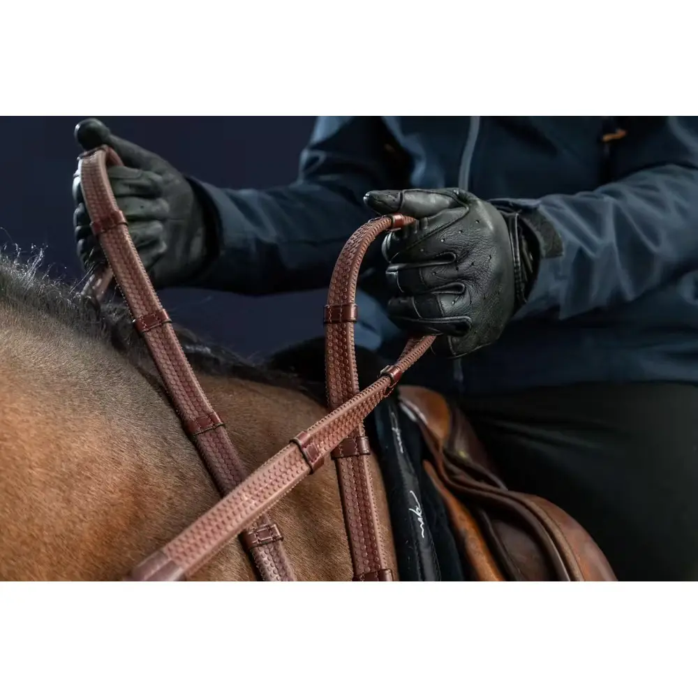 Dyon Marron Rubber Horse Reins With 7 Holders Dy'on