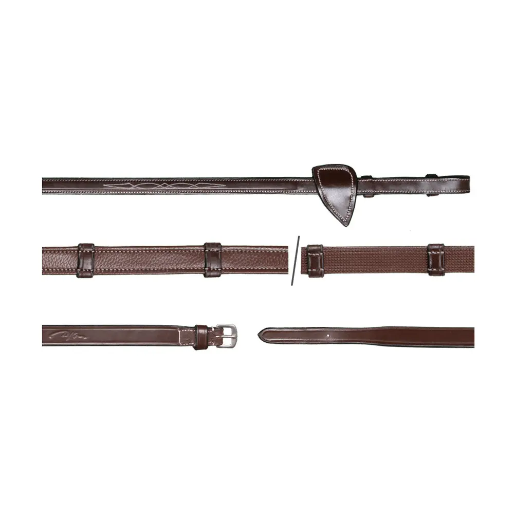 Comparer les prix de Rênes pour cheval en cuir avec 7 arretoirs (Sans Stopper) Dy’on Hunter 5/8"