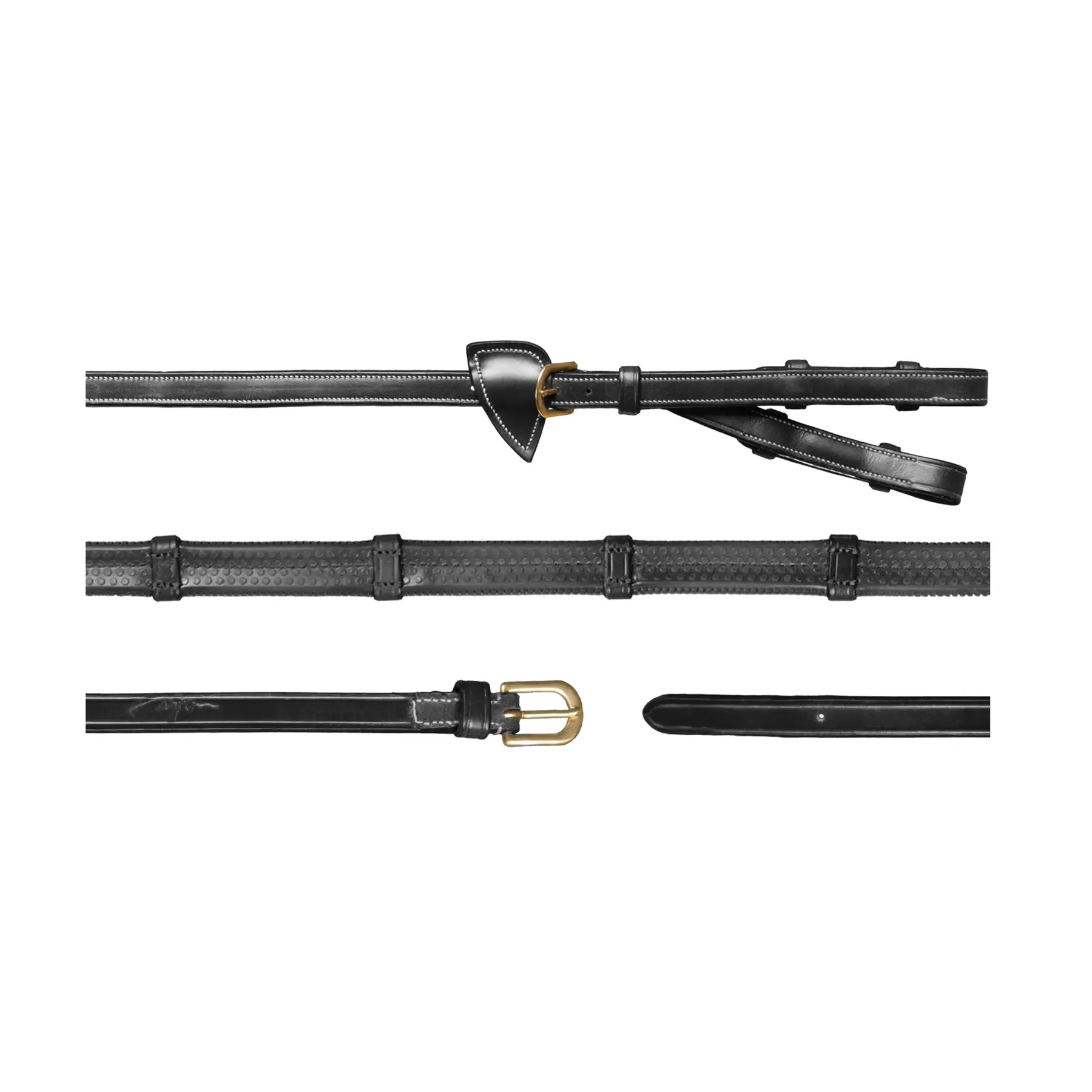 Dyon Noir Rubber Half Reins With 7 Stops Dy'on