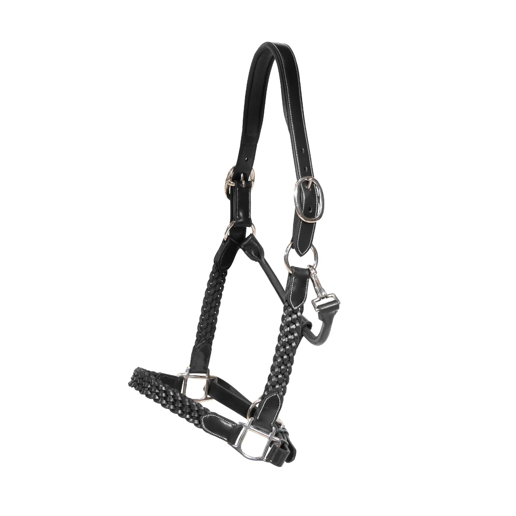 Dyon Noir Braided Leather Halter For Horse Dy'on